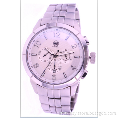 Branded Men Quartz Stainless Steel Watch with Chorono Movt